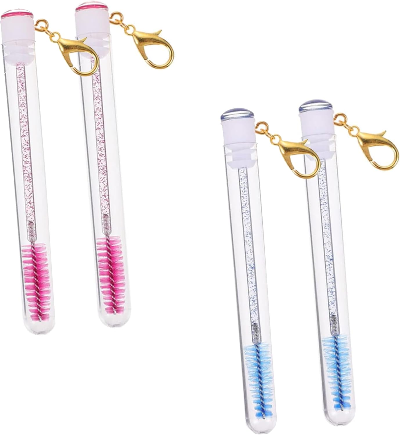 Fokmuaex 4Pcs Eyelash & Eyebrow Brush Keychain - Portable Travel Makeup Tools for Beginners, Lightweight Easy to Use Eyelash Brushes for On-The-Go image number 1