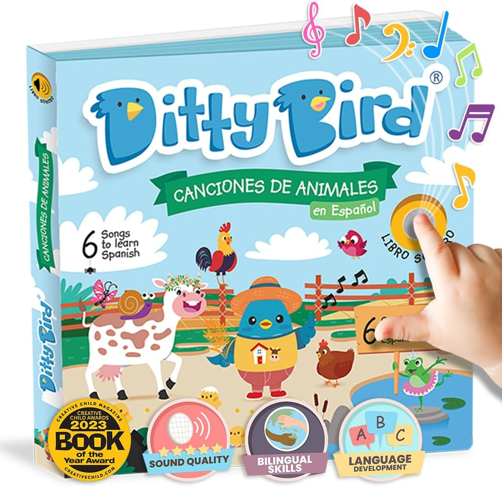 Ditty Bird Spanish Nursery Rhymes Book Animal Edition | Bilingual Musical Books for Toddlers, English & Spanish | Fun, Interactive Sound Books for Babies & Toddlers | Libro En Espa&ntilde;ol Para Beb&eacute;s image number 3