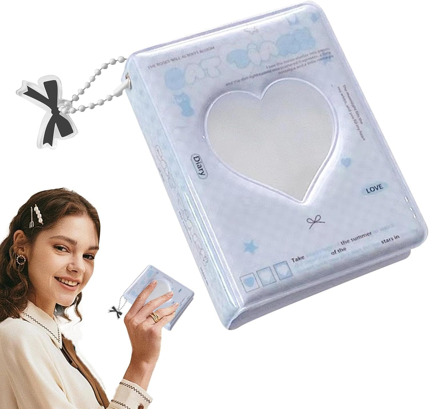 Photocard Binder | Photo Card Holder | 40 Pockets Love Heart Holder | Trendy Waterproof Photo Album | Collecting Idol Picture Album | Waterproof Photocard for Bank Cards, Small Card