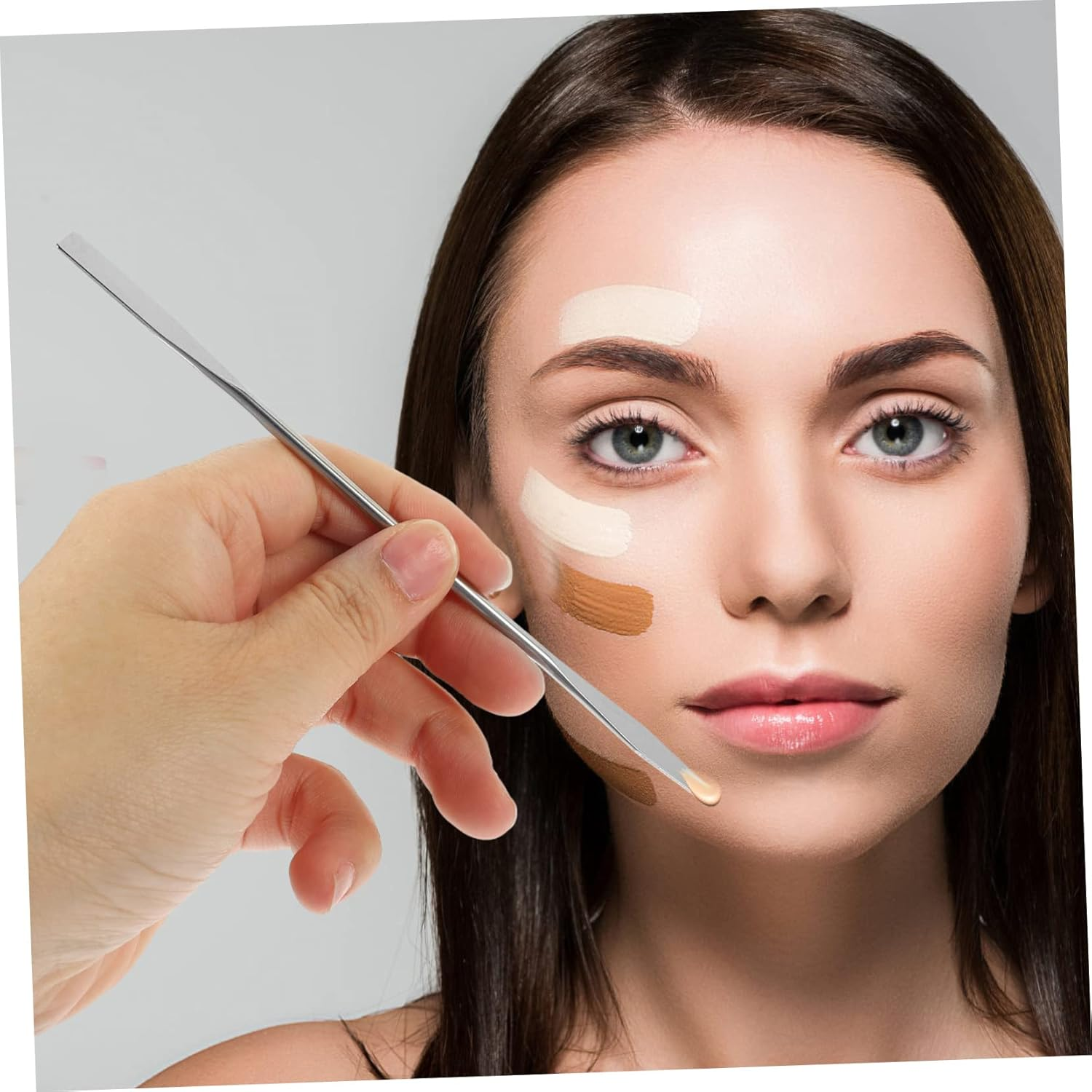 Gatuida 5Pcs Stainless Steel Makeup Spatula Cosmetic Mixer Tool for Foundation Stirring Professional Long Spatula for Makeup Mixing image number 1