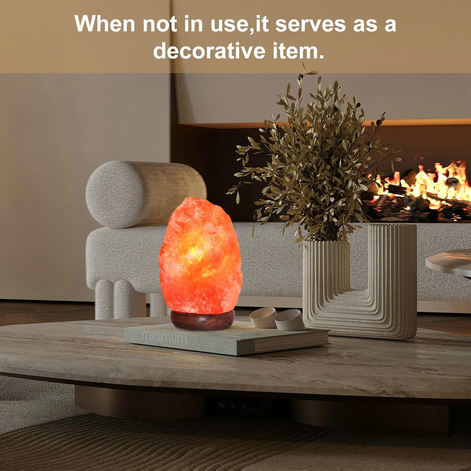 Himalayan Salt Lamp &ndash; Natural Pink Rock Lamp with Wooden Base, Warm Dimmable Glow, Relaxing Home Decor (4-7LB) &ndash; Thoughtful Gift from the Himalayas image number 4