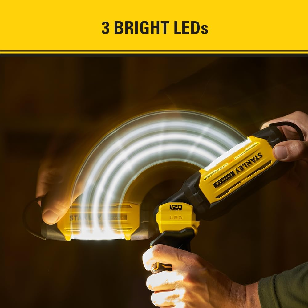 STANLEY FATMAX V20 | 18V Pivot Light - LED 350-700 Lumens, 0-140&deg; Pivoting Head, 360&deg; Rotating Hanging Hook Allows Hanging in Multiple Orientations, Light Only image number 5
