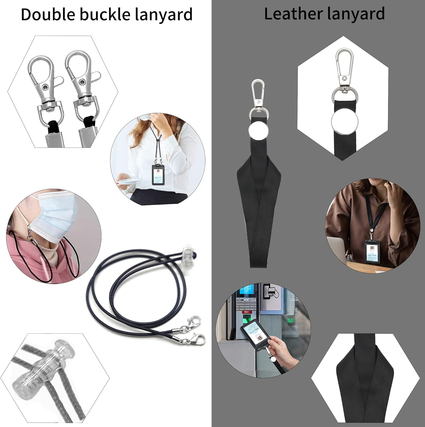 Kvadouly Badge Holder with 2 Lanyards &ndash; Holds 1 to 6 Cards, Trifold Heavy Duty Leather ID Card Holder for Nurses, Teachers, Medical, School, and Law Enforcement image number 1