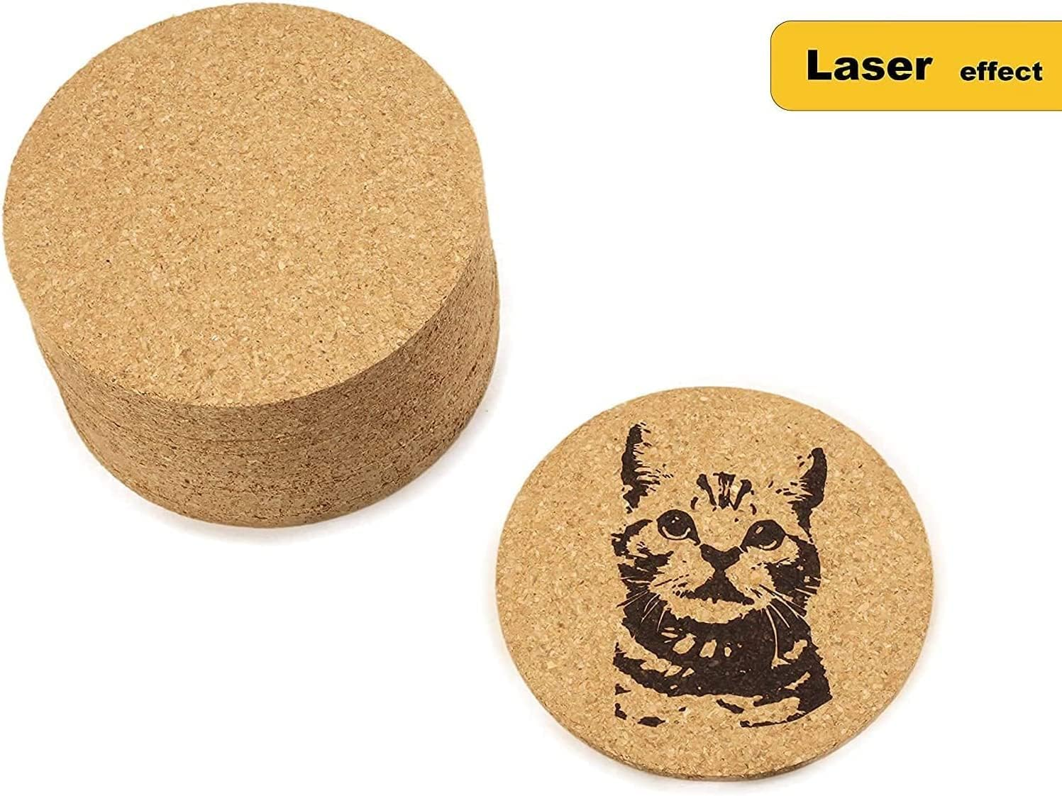 Cork Coasters for Drinks - 50 Pack 3.5" round Natural Cork Pads, Laser Engravable & Non-Slip Drink Coasters Set for Coffee, Wine, Beer - Perfect Bar, Office, Wedding Gift - FP Faithful Panda image number 2