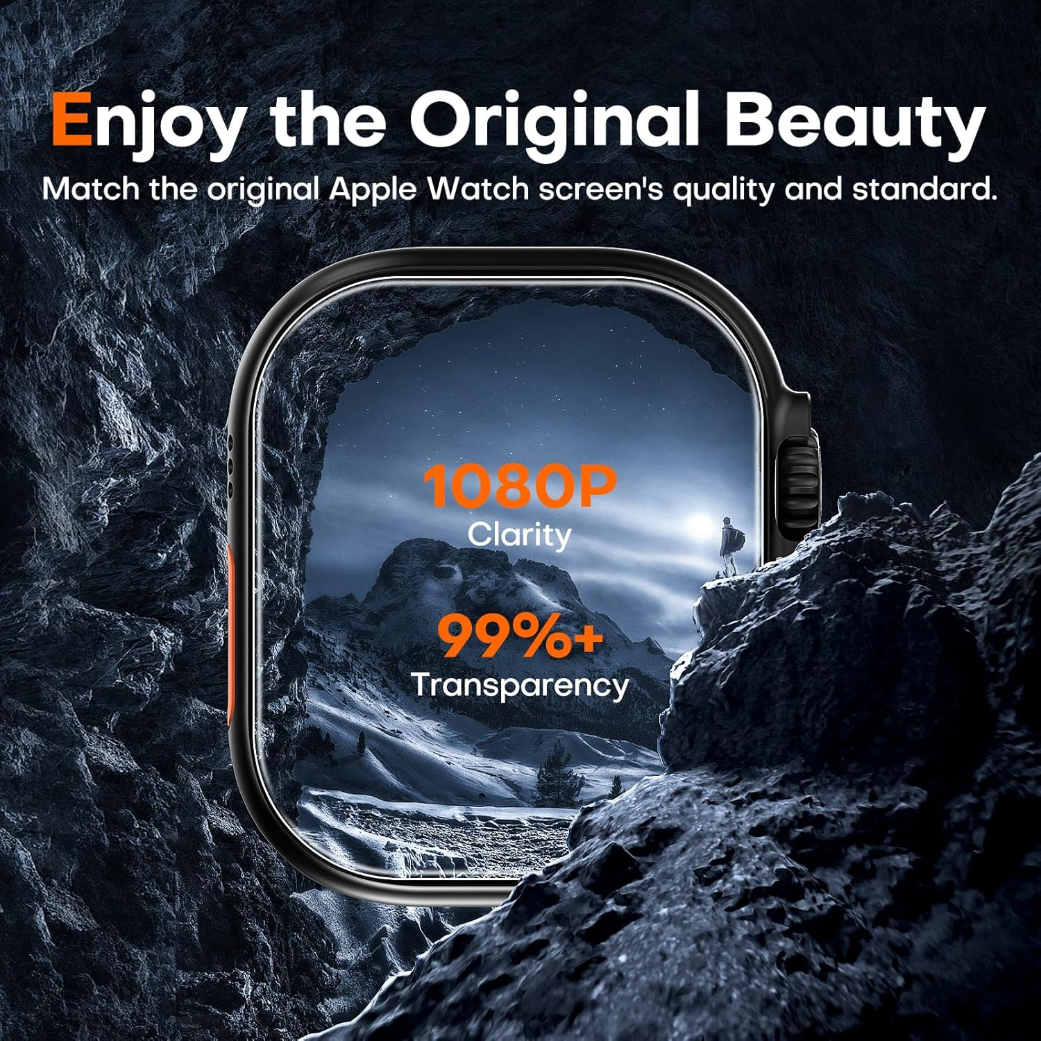 TAURI 2 Pack Screen Protector for Apple Watch Ultra 2/1 49Mm, with Auto-Installation, Tempered Glass, Scratch-Resistant,[Military Grade Protection] Film image number 4