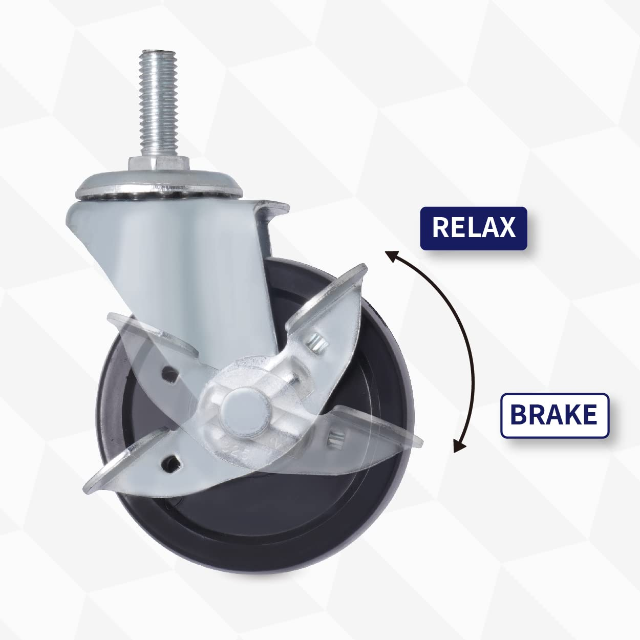AXL 3 Inch 3/8"-16X1 Threaded Stem Wheel Castors (Screw Diameter 3/8", Screw Length 1"), Wheel Replacement for Clothing Garment Rack, Shelving Rack, Whiteboard, Set of 4, Castor Wheel with Bolt image number 5