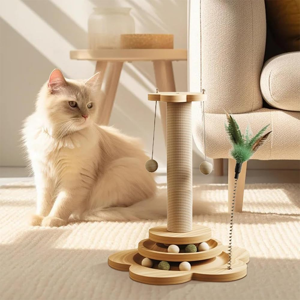 TOMVAES Plantains Cat Scratching Post, Sisal Cat Scratches Trees, Hanging Ball Toys, for Indoor Activity, Play, Intelligent Interactive image number 3