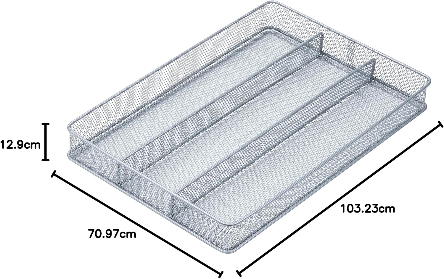 (3-Compartment) - Honey-Can-Do Steel Mesh 3-Compartment Cutlery and Utensil Organiser Tray
