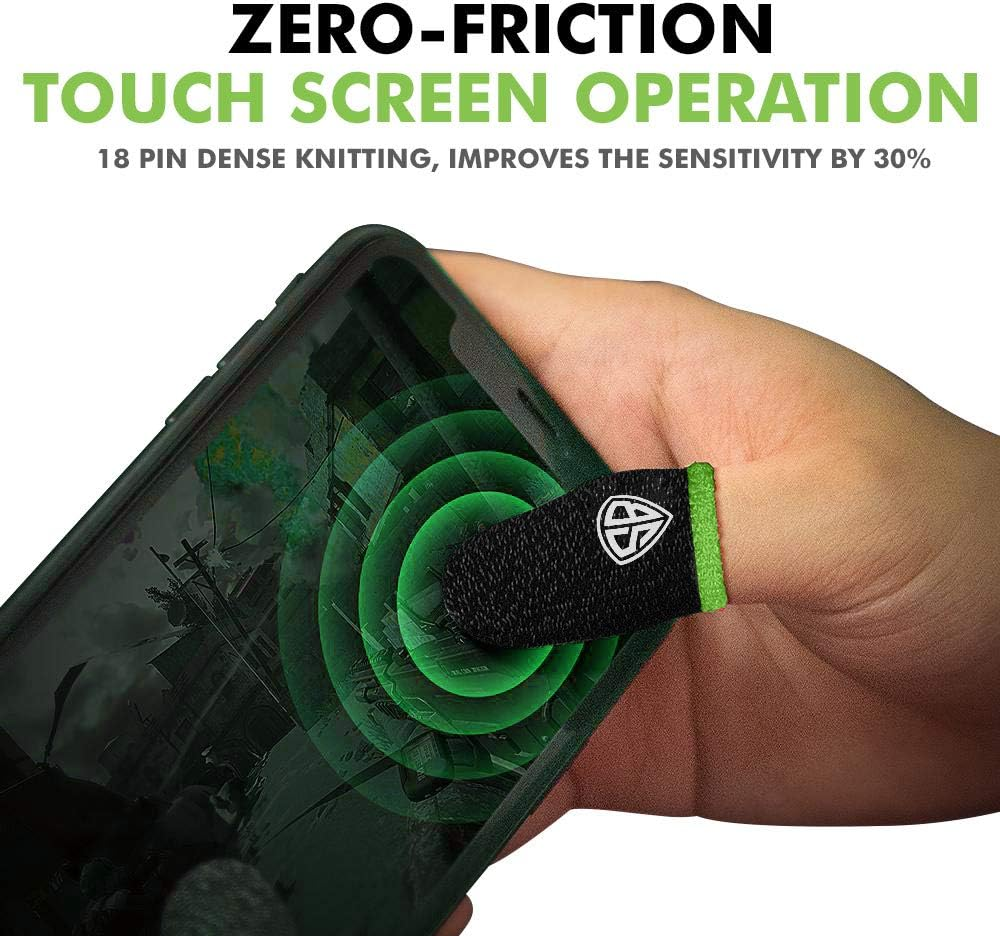 Spinbot Thumb & Finger Sleeve for Mobile Game (4 Pieces), Pubg,Cod,Freefire -With Carry Box-Pack of 2 Pair- Black image number 2