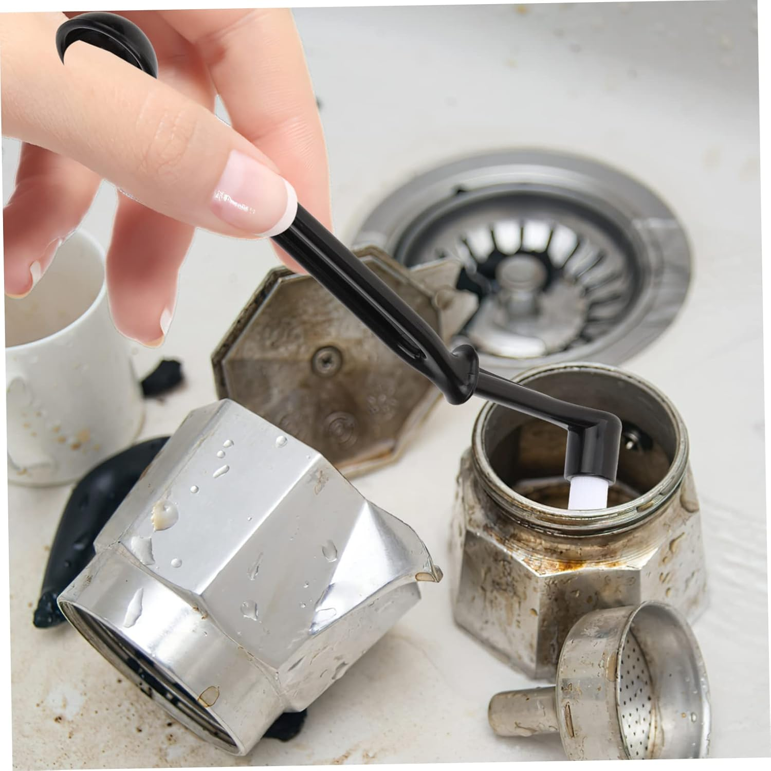 KICHOUSE 3 Sets Espresso Maker Brush Machine Cleaning Brush for Espresso Machine Long Handle for Tea Powder Sugar Baking Powder image number 3