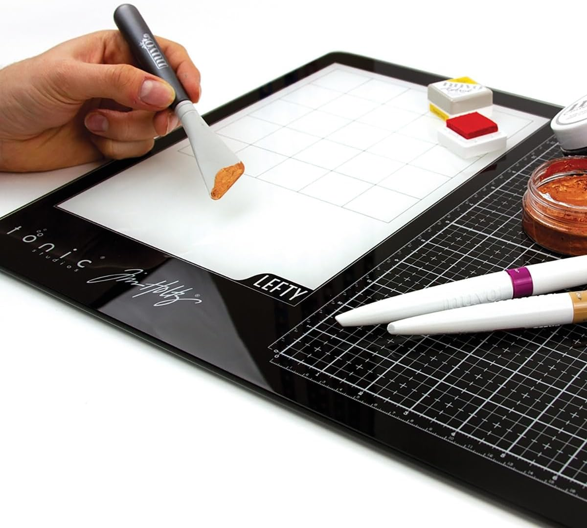 Tonic Studios Tim Holtz Glass Media Mat 23.75"X14.25"-Left-Handed image number 4