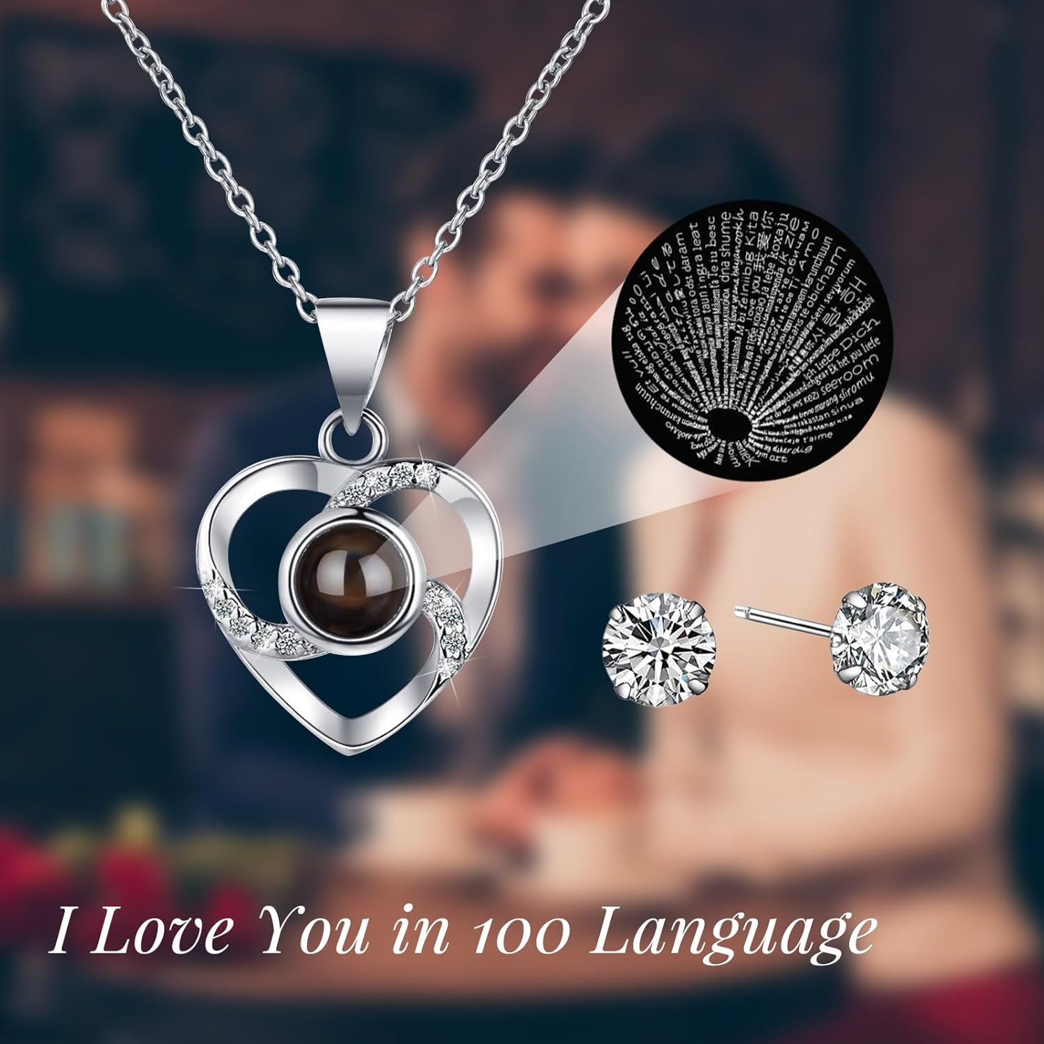 LIAN Preserved Rose Gift Box with Necklace and 925 Sterling Silver Earrings Eternal Rose Birthday Women Wife Mum Girlfriend Valentine&rsquo;S Day Anniversary Mother&rsquo;S Day image number 6