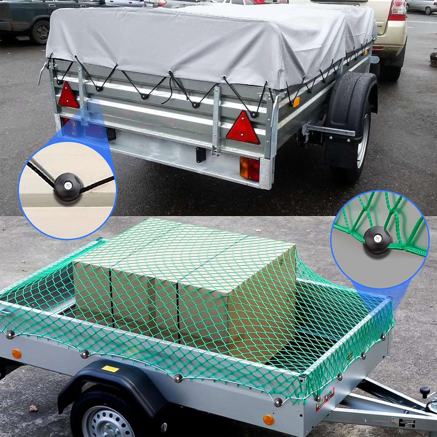 XTUDOU&reg; Pack of 40 Tarpaulin Buttons and Hooks, Round, 35 X 14 Mm, Black, Plastic, Trailer Hardware, Tonneau Cover Fasteners