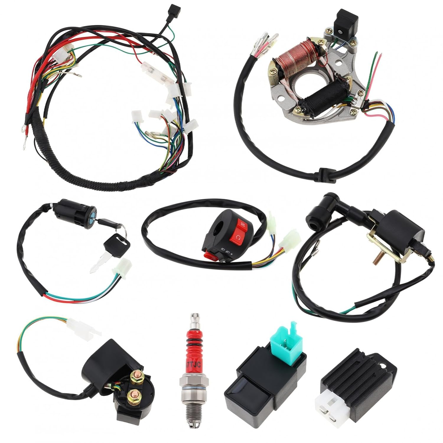 Windance 9PCS Complete Motorcycle Ignition Wire Harness,Electrics Stator Coil CDI Solenoid Relay Wiring Harness for 4 Stroke 50Cc 70Cc 110Cc 125Cc ATV 4 Wheeler Quad Pit Dirt Bike image number 6