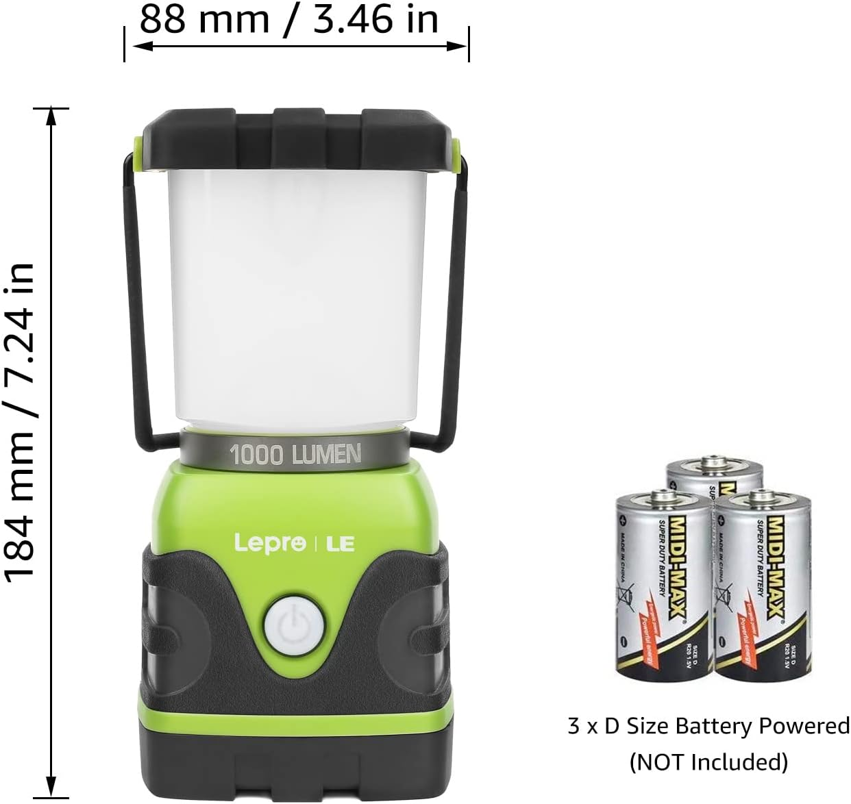 LE Camping Lantern, 1000 Lumen Camping Lights Battery Powered, Dimmable Warm to Cool White Modes, Tent Lights with Long Battery Life, Camping Accessories for Outdoors and Emergency, Pack of 2 image number 5