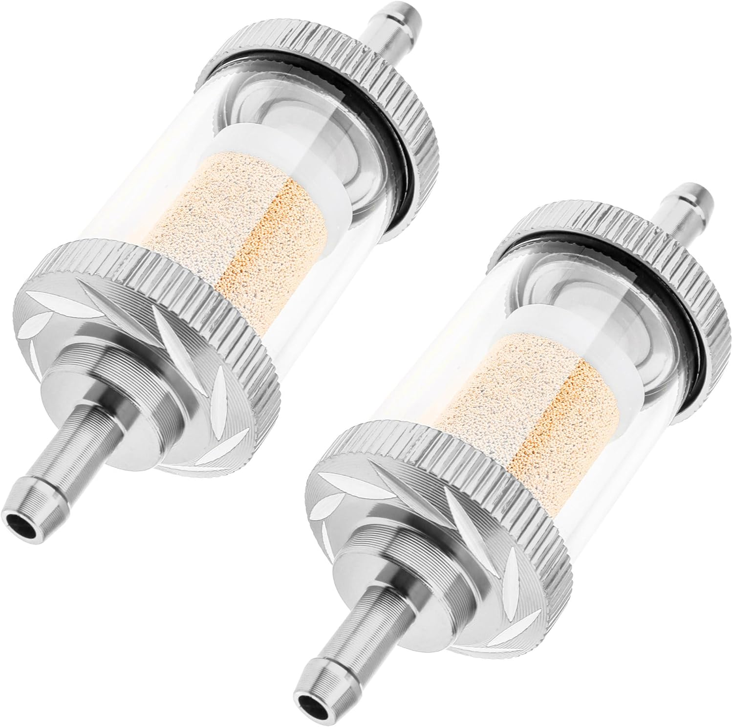 Windance 2PCS 5.3Mm 0.21Inch Aluminum Alloy Fuel Filter,Glass Inline Reusable Gasoline Filter for Motorcycle Scooter ATV Dirt Pit Bike Off-Road Motocross (Silver) - Blue image number 7