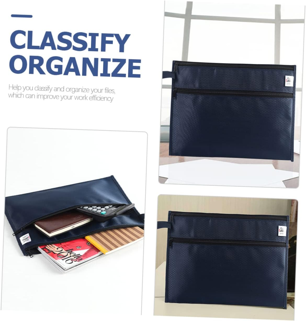 GETAJGHSD Portable Zipper File Bag Document Holder Pouch for Office and School Organization Oxford Cloth Easy Access to Important Papers image number 6