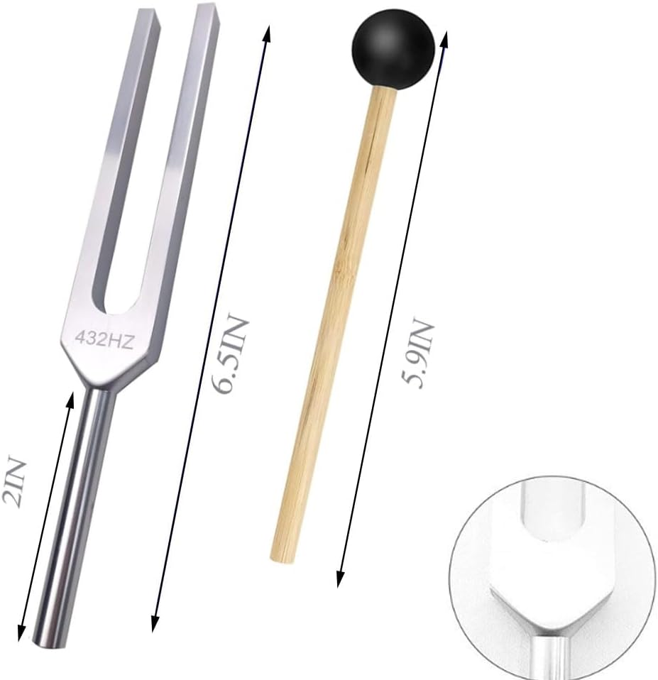 Armastuse 432Hz Aluminum Alloy Tuning Fork Instrument with Percussion Hammer Chakra Hammer Ball Diagnostic Ear Tuning Fork for Healing Sound Therapy image number 3