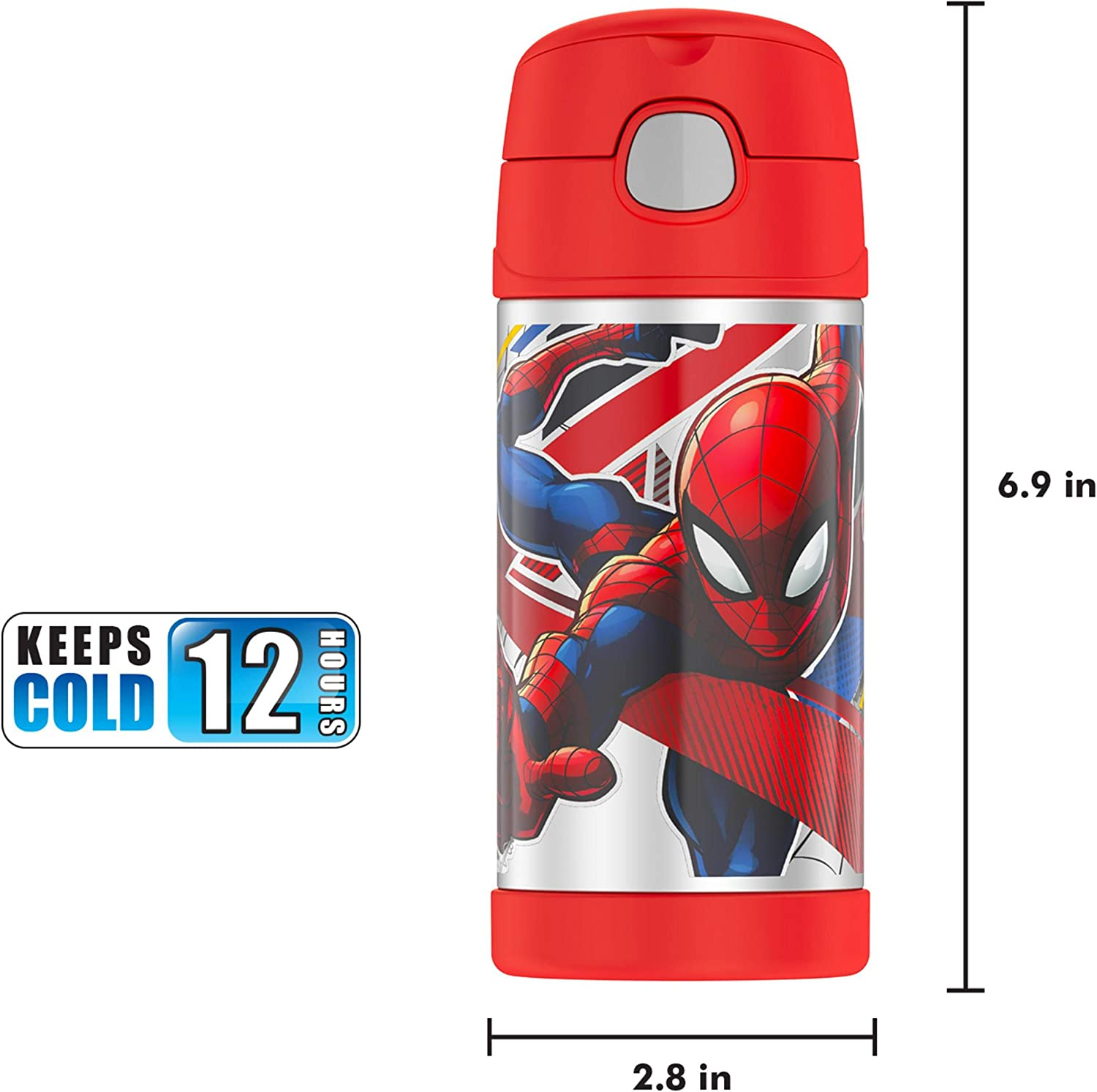 Thermos Funtainer Vacuum Insulated Drink Bottle, Spiderman, F40120SP6AUS image number 1