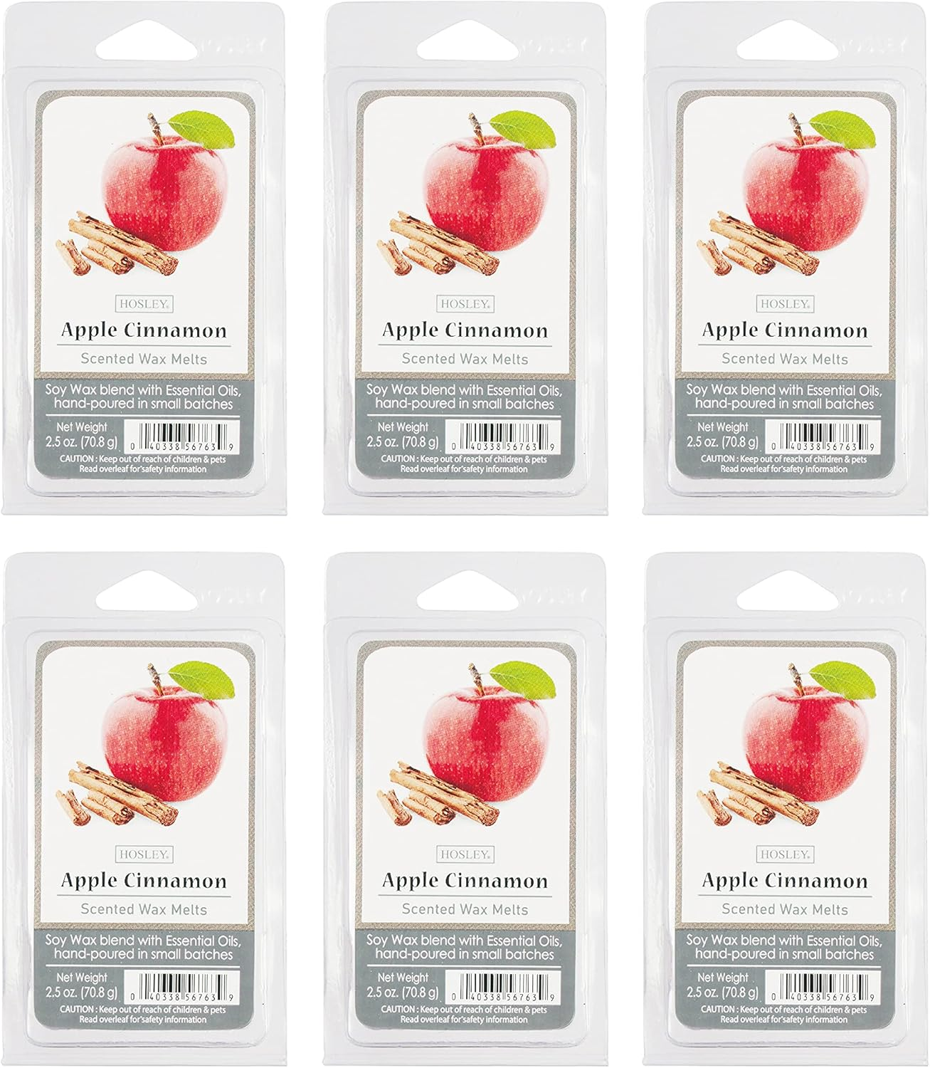 Hosley&reg; Set of 6 Apple Cinnamon Scented Wax Cubes/Melts - 2.5 Oz Each. Hand Poured Wax Infused with Essential Oils -Ideal for Weddings, Spa, Reiki, Meditation, Bulk Buy image number 1