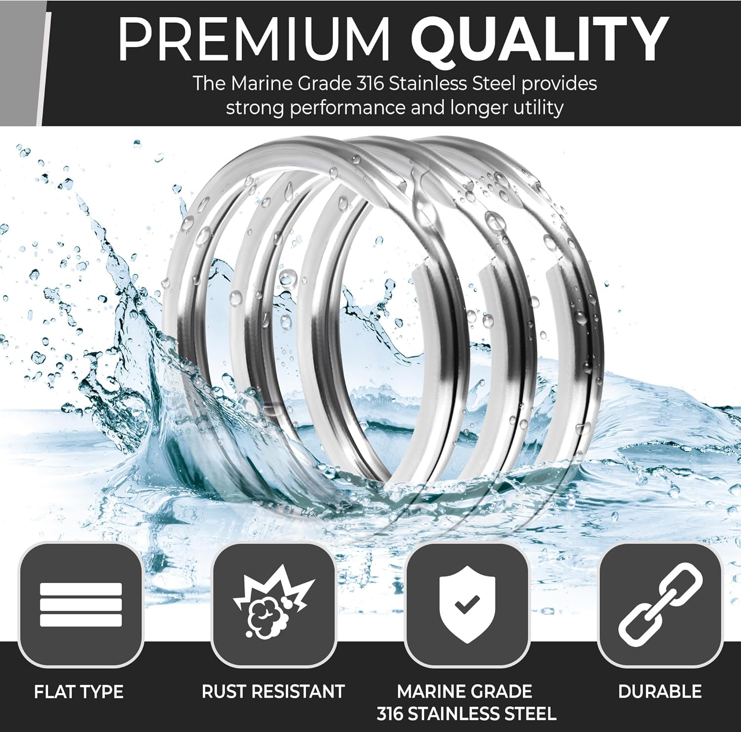 CREST 10 Pcs Surgical Grade Stainless Steel Split Ring for Keychains 1 Inch 25Mm SS316L Key Rings for Car Keys image number 4