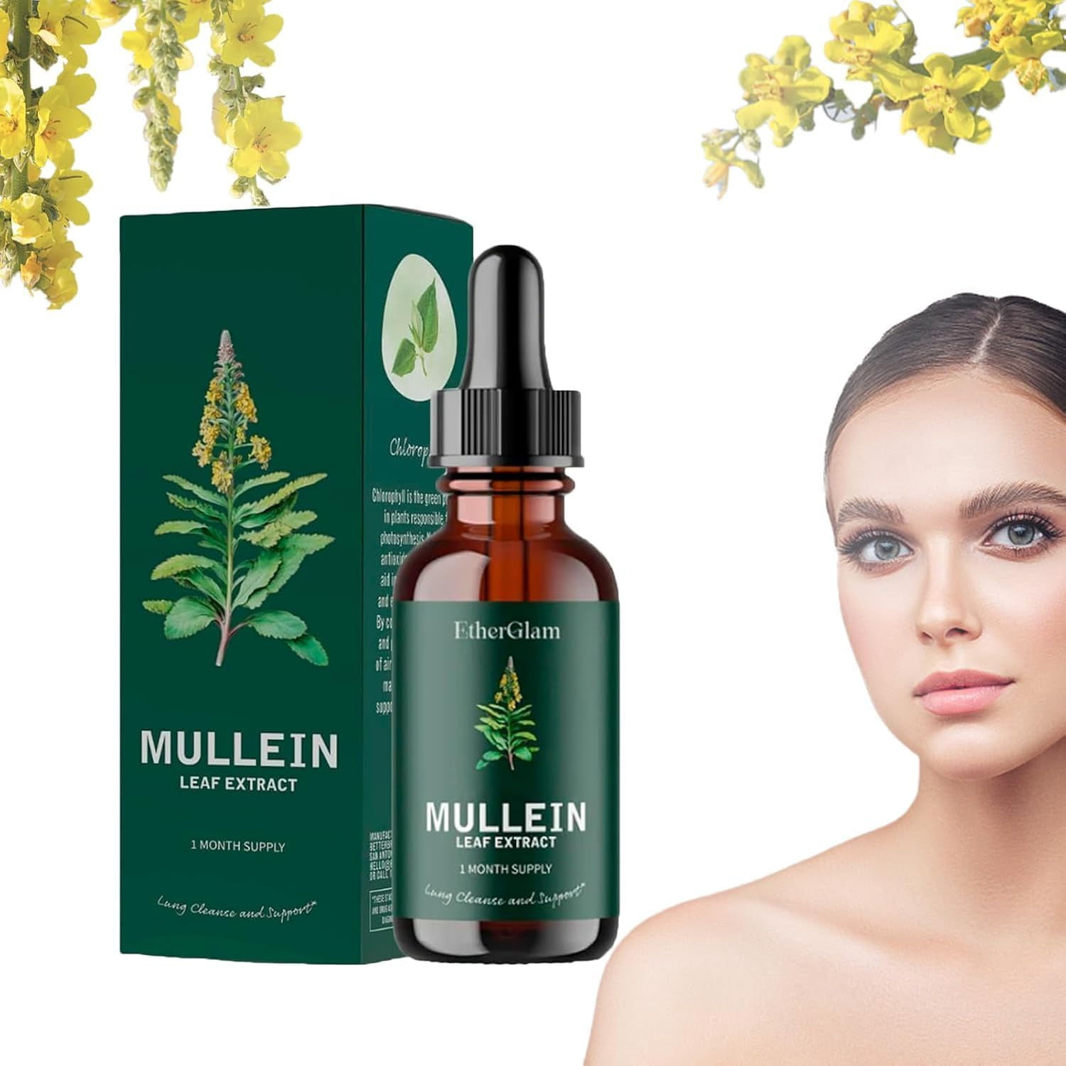 Mullein Leaf Extract,Mullein Chlorophyll,Mullein Extract,Mullein Leaf Liquid Extract, Super Concentrated Mullein Leaf Liquid Extract, Improve Lungs,2Pcs image number 2