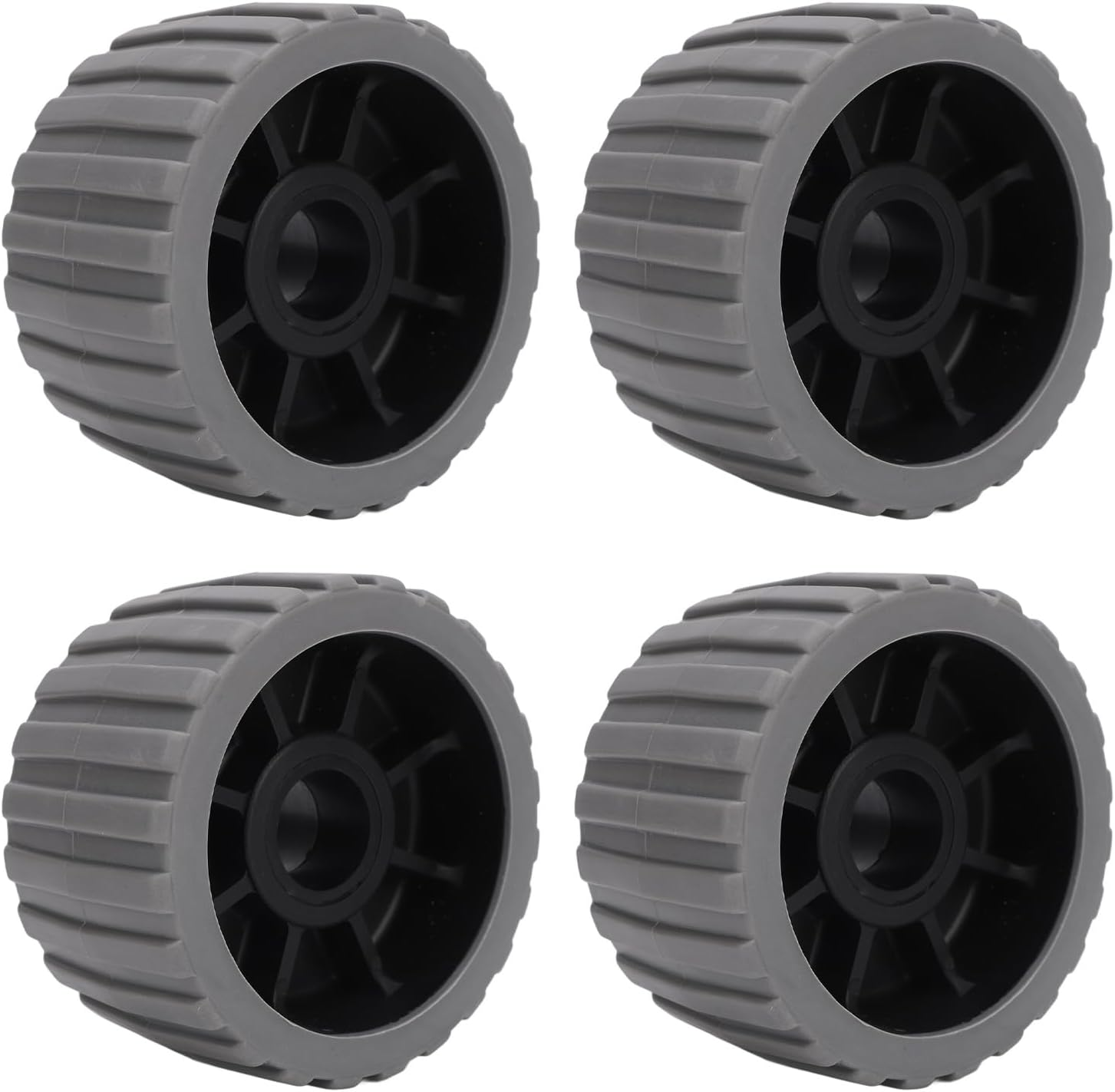 4 PCS Trailer Roller, Boat Trailer Rollers, Trailer Wobble Rollers High Temp Stubborn Poly Ribbed Wobble Roller for Boats Trailers 125 by 73 by 30Mm
