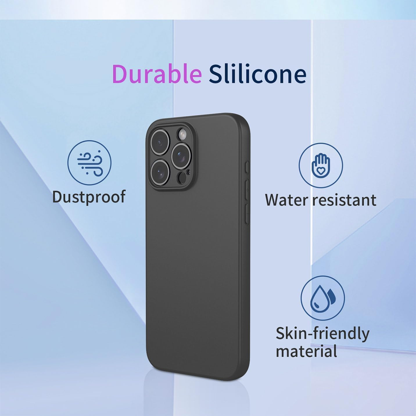 BORYA Silicone Case for Xiaomi Redmi Note 14 Pro+ Plus, Ultra Thin Silky Soft Touch Shockproof Mobile Phone Case, Premium TPU Protective Case, Scratch-Resistant Microfibre Lining Case Cover, Black - Blue image number 6