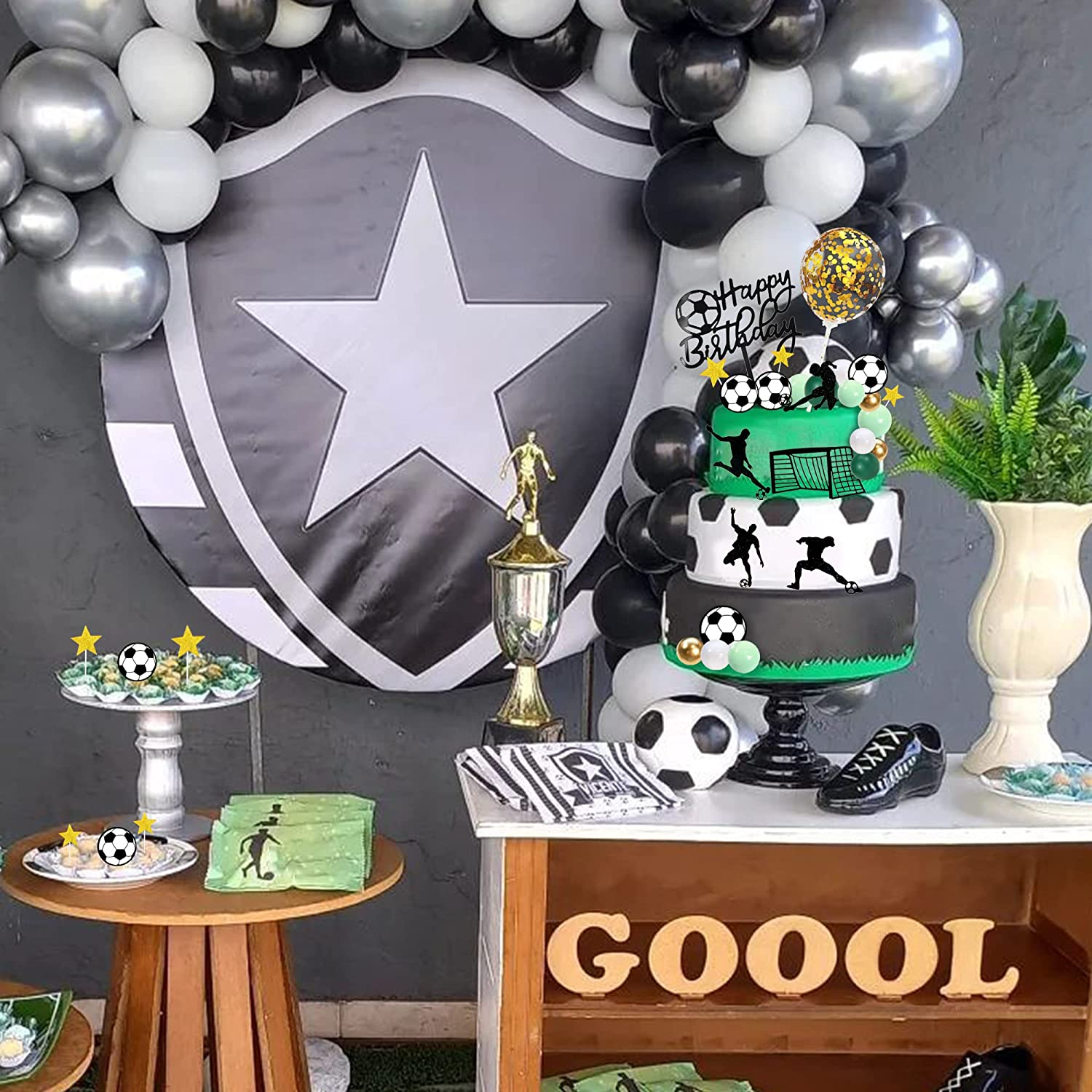 DRWATE 32 PCS Soccer Birthday Cake Topper Decorations for Football Theme Party Men Boy Sport Supplies (Soccer) GCMGM10001 image number 5