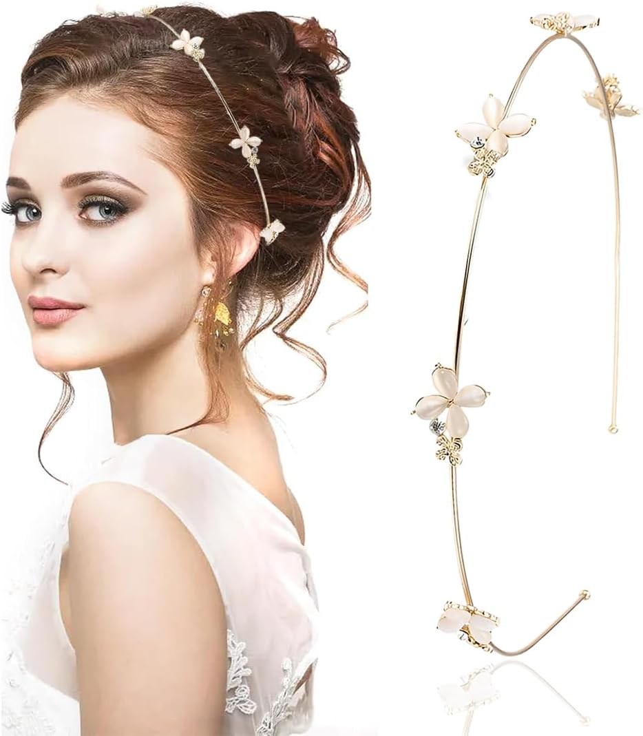 ZORVUJI Hair Accessories Gold Girls Communion Flowers Headband Filigree Wedding Bridal Women'S Headpiece Festive image number 5