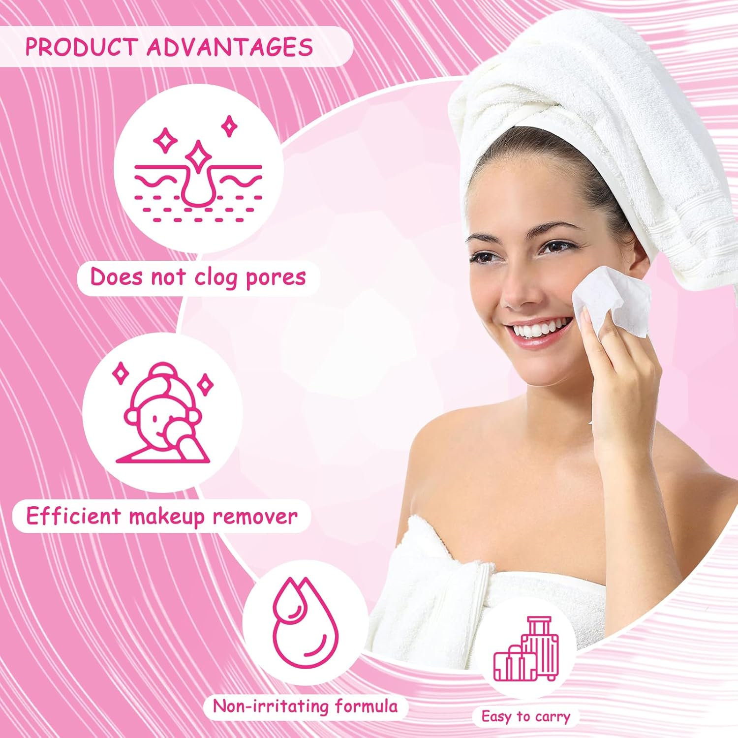 EDTOY Mini Deodorant 50 Count Makeup Remover Wipes Mini Makeup Wipes Travel Face Makeup Wipes Individually Wrap for Mascara Lipstick Oil Dirt Face Skin Hypoallergenic Alcohol-Free (50)