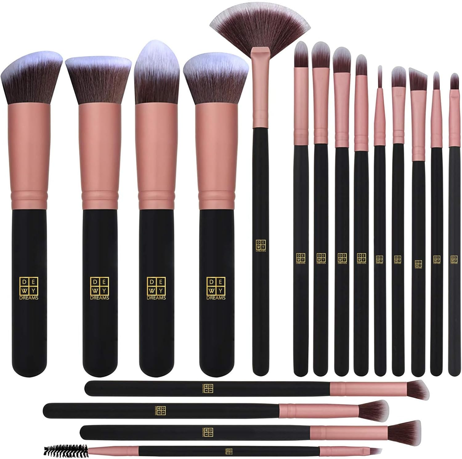 DEWYDREAMS Makeup Brush Set 18 Pcs Premium Synthetic Foundation Powder Concealers Eye Shadows Blush Makeup Brushes with Black Case