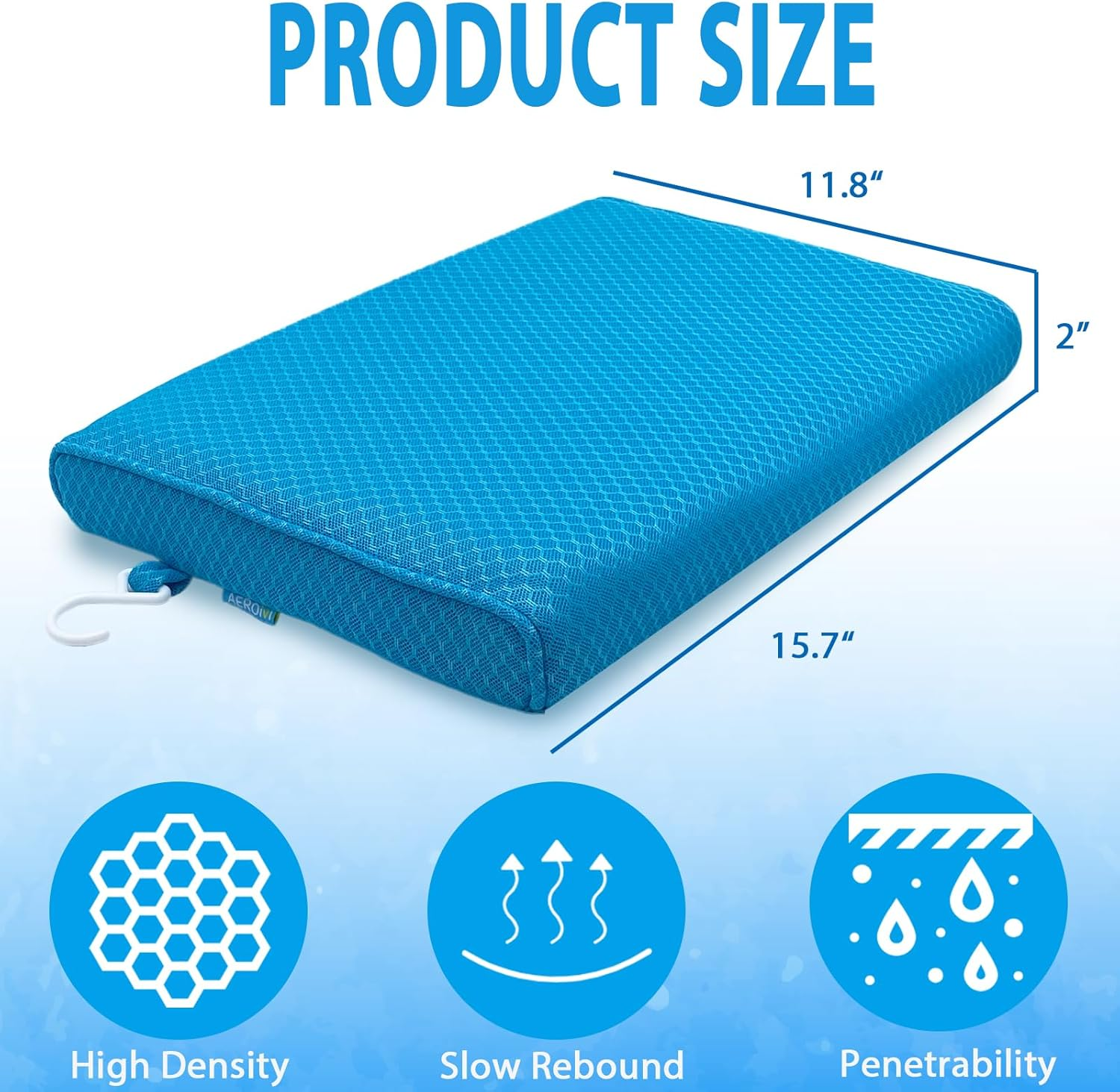 Shower Seat Cushion for Shower Chairs, Transfer Benches in Bathtub, Cushion for Sauna, 3D Mesh Pad with Hook, Slip-Resistant, Design for Elderly, Senior, Handicap & Disabled image number 6