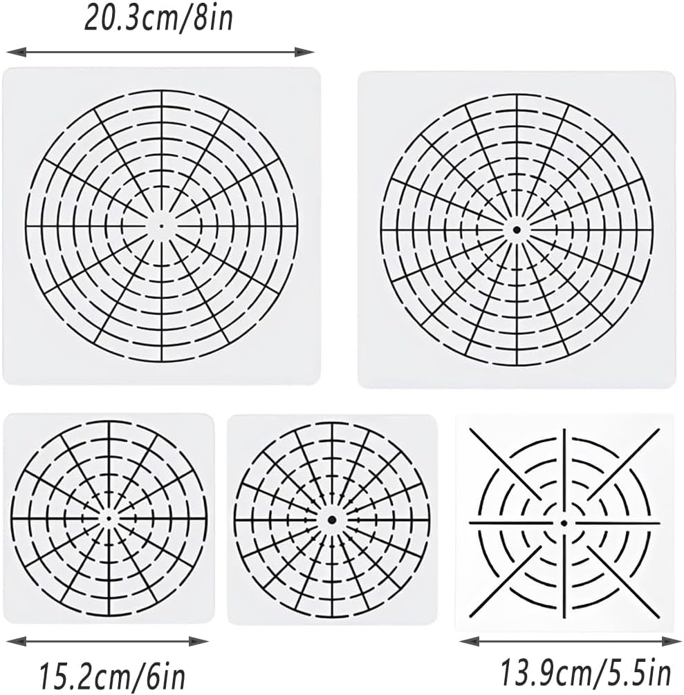 AIMALL 30 PCS Mandala Stone Painting Kit, Creative DIY Hand-Painted Mandala Stencil Set with 16/12/8/4-Segment Templates, Includes 6X6 & 8X8 Sizes image number 5