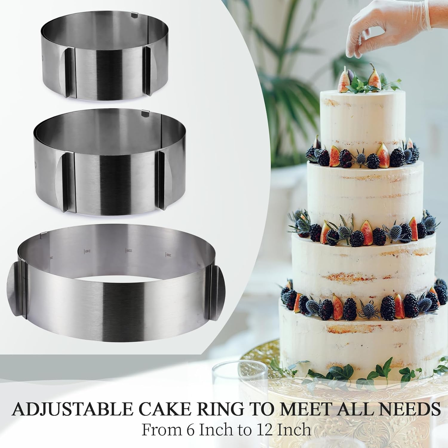 Cake Mold-Cake Ring-Adjustable round Stainless Steel 6 to 12 Inch Cake Mold - Cake Baking Supplies image number 4