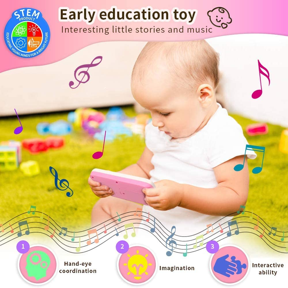 QINGBAO Baby Phone, Baby Cell Phone Toy with Lights & Music, 12 Months Early Learning Educational Toys, Sensory Toys for Toddlers 1 2 3 4 Year Old Kids Boys and Girls Gifts (Pink) image number 3