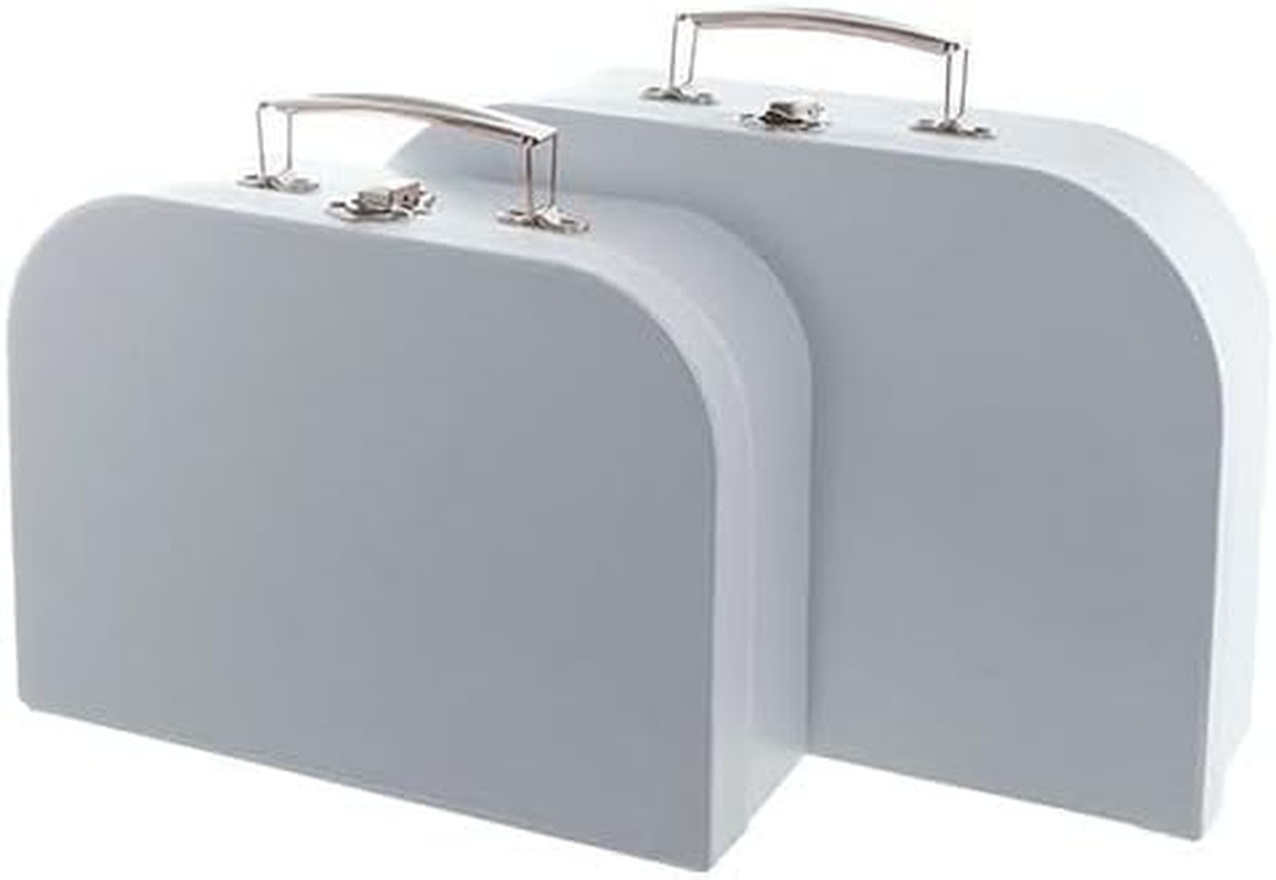 Set of 2 Suitcase Gift Boxes Hamper Pale Blue Keepsake Storage Baby Shower