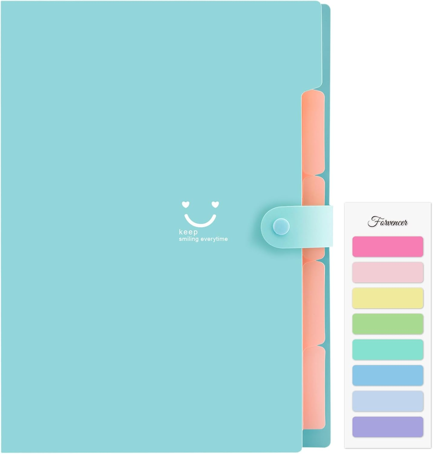 Forvencer Accordion File Organizer, Letter Size, 5 Pocket Expanding File Folder, Cute File Folder with Labels, Portable File Organizer for School Office Supplies, Folders for Documents, Jade - Black image number 7