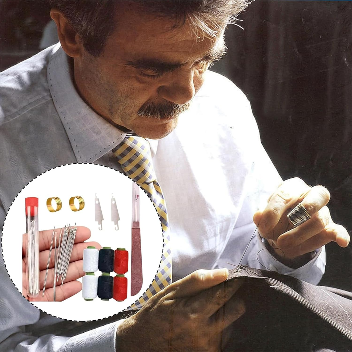 1 Set Sewing Kit, Complete Needle Set with 5 Sizes of Large Eye Needles, Includes Needle Case, Threaders, Seam Rippers, and Threads, Ideal for Quick Repairs, DIY Projects, and Travel Essentials image number 4