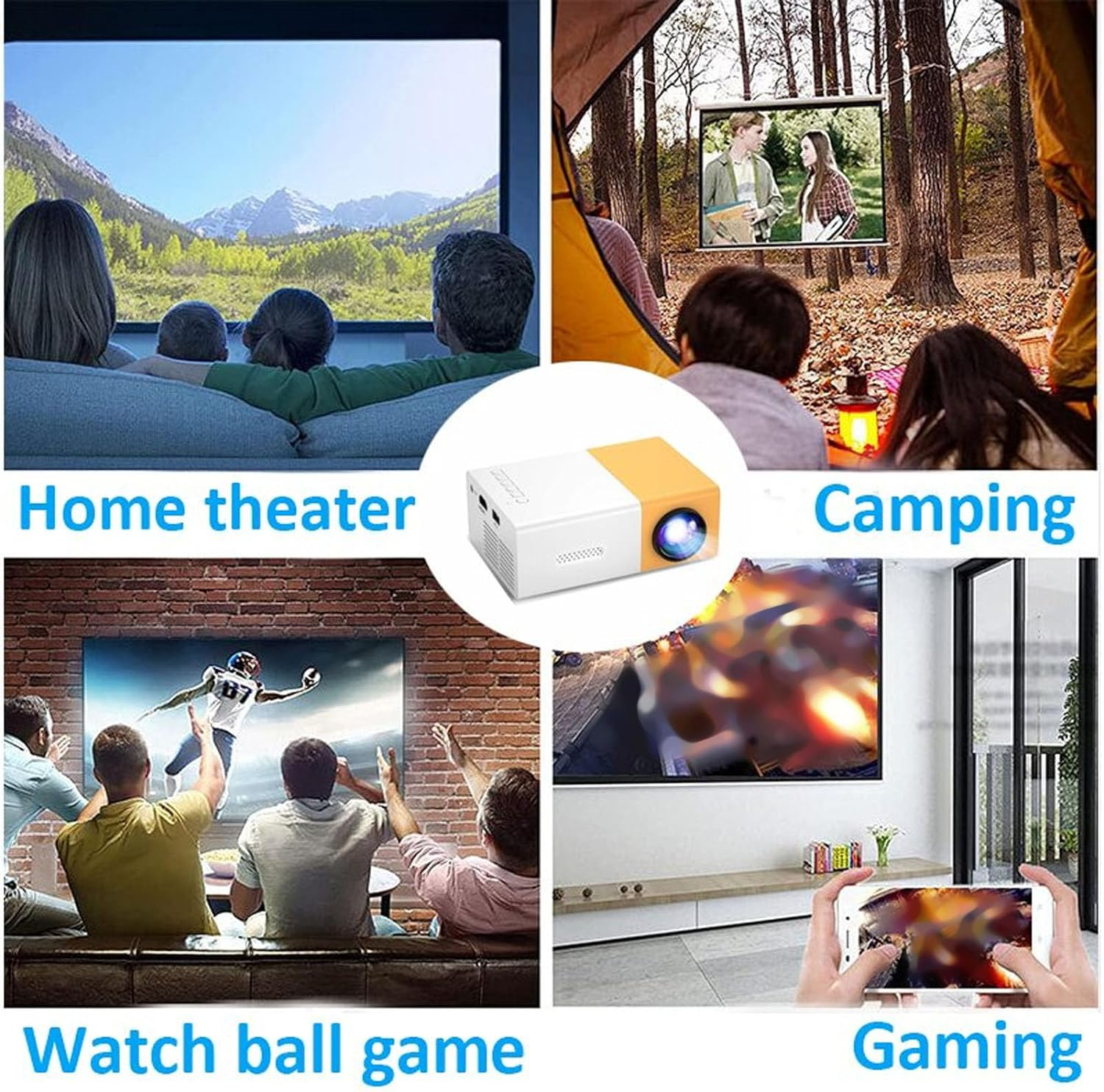 Mini Projector, Full HD 1080P Video Projector Built in Hifi Speaker, Portable LED Pico Projector Compatible with HDMI,USB,AV, TF Card, Home Theater Movie Projector for Kids (AU image number 6