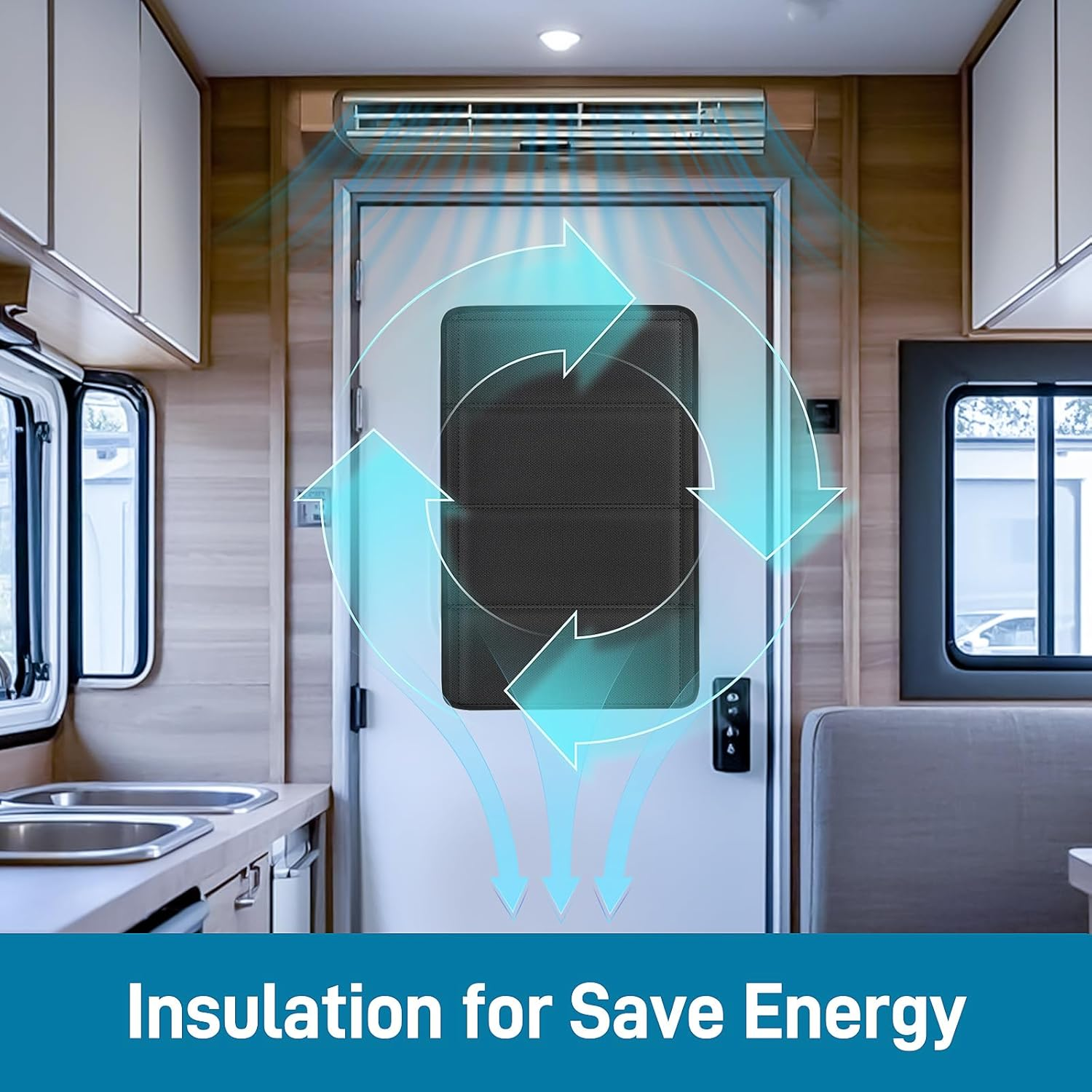 SUNICO 25" X 16" RV Door Window Shade Cover, Magnetic 100% Blackout Foldable RV Window Shades for Campers with Anti-Uv Aluminum Foil Reflective & Cotton Insulation & Thicked Waterproof Fabric image number 5