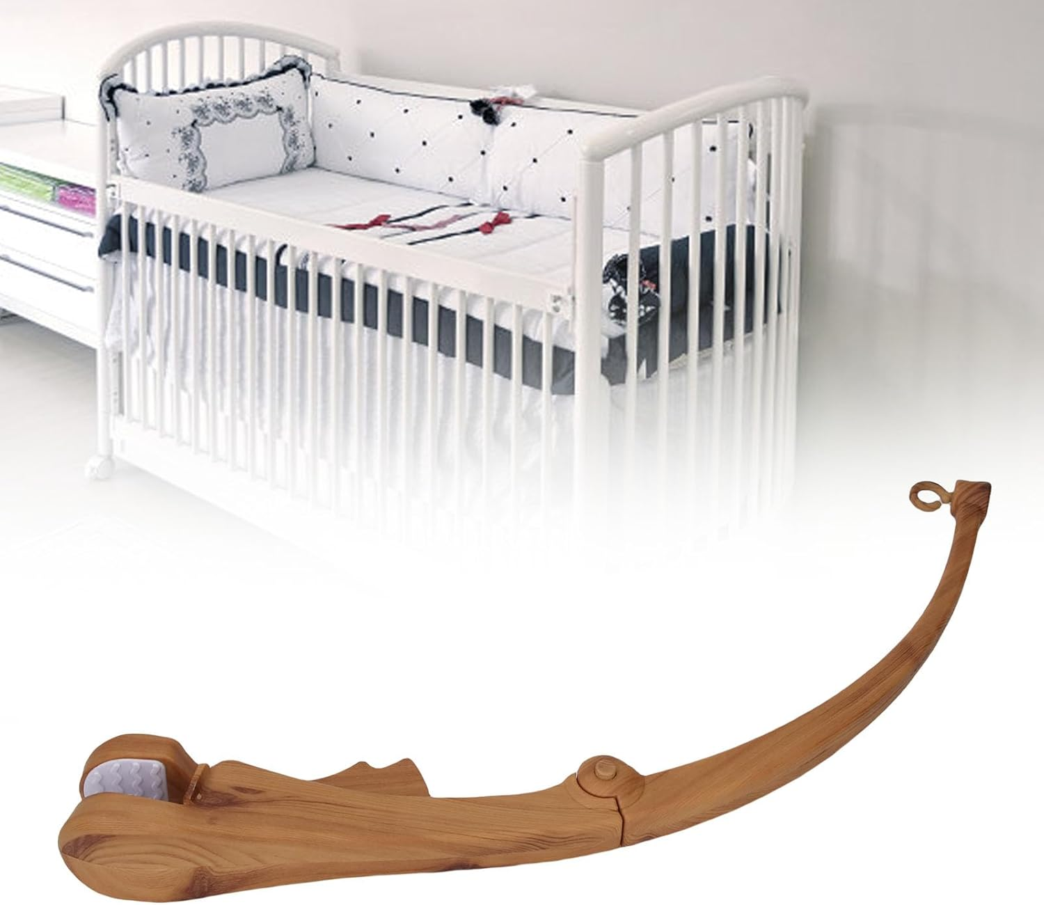 Crib Mobile Arm, Baby Crib Mobile Holder Nursery Mobile Arm Wood Grain Plastic Mobile Stand with Secure Grip for DIY Projects Crib Mobiles image number 1