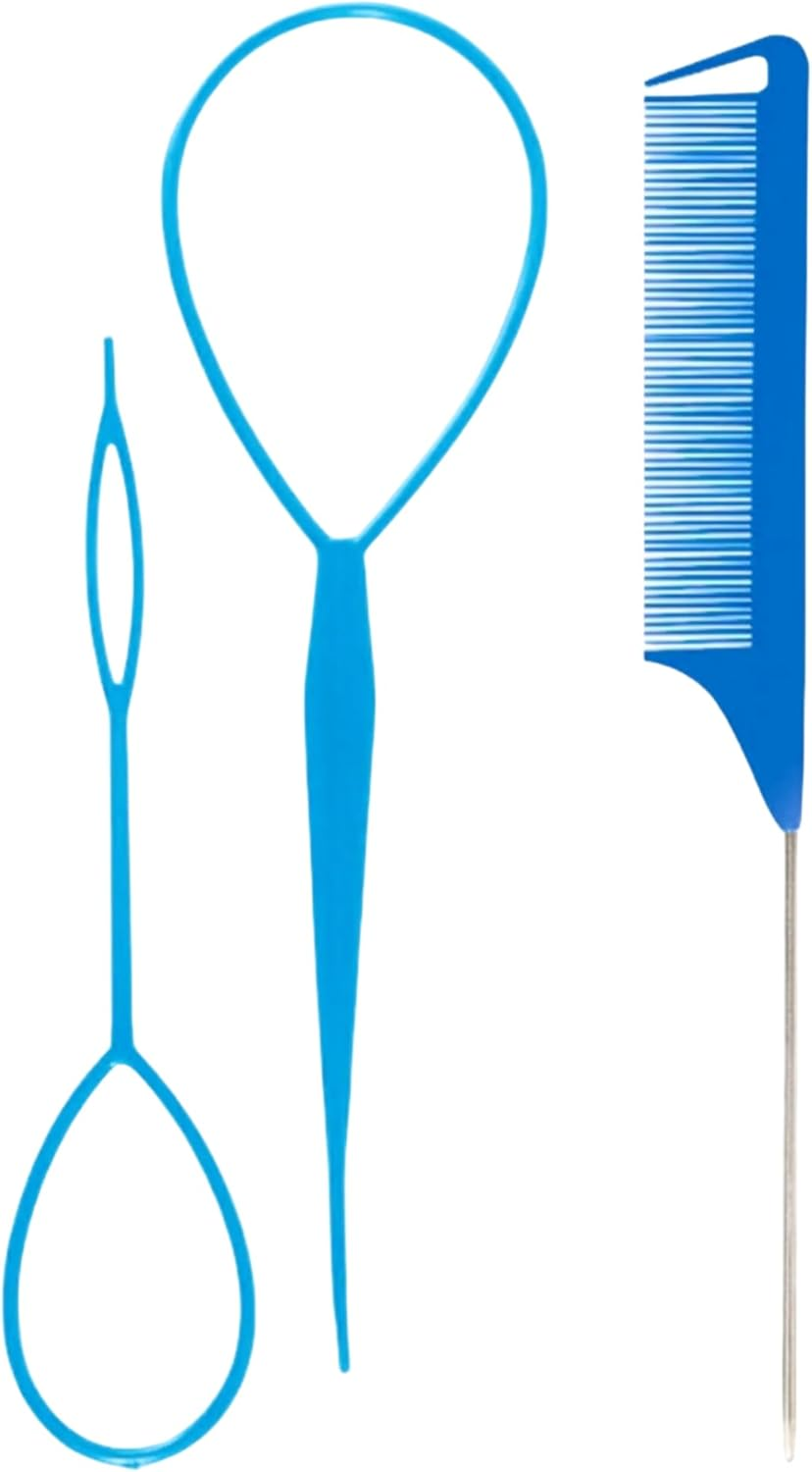 3 Piece Hair Braiding Tool Kit Professional Hair Styling Set for Perfect Braids, Includes Hook, Comb, Clips, and Accessories Ideal for Beginners and Expert (Black)