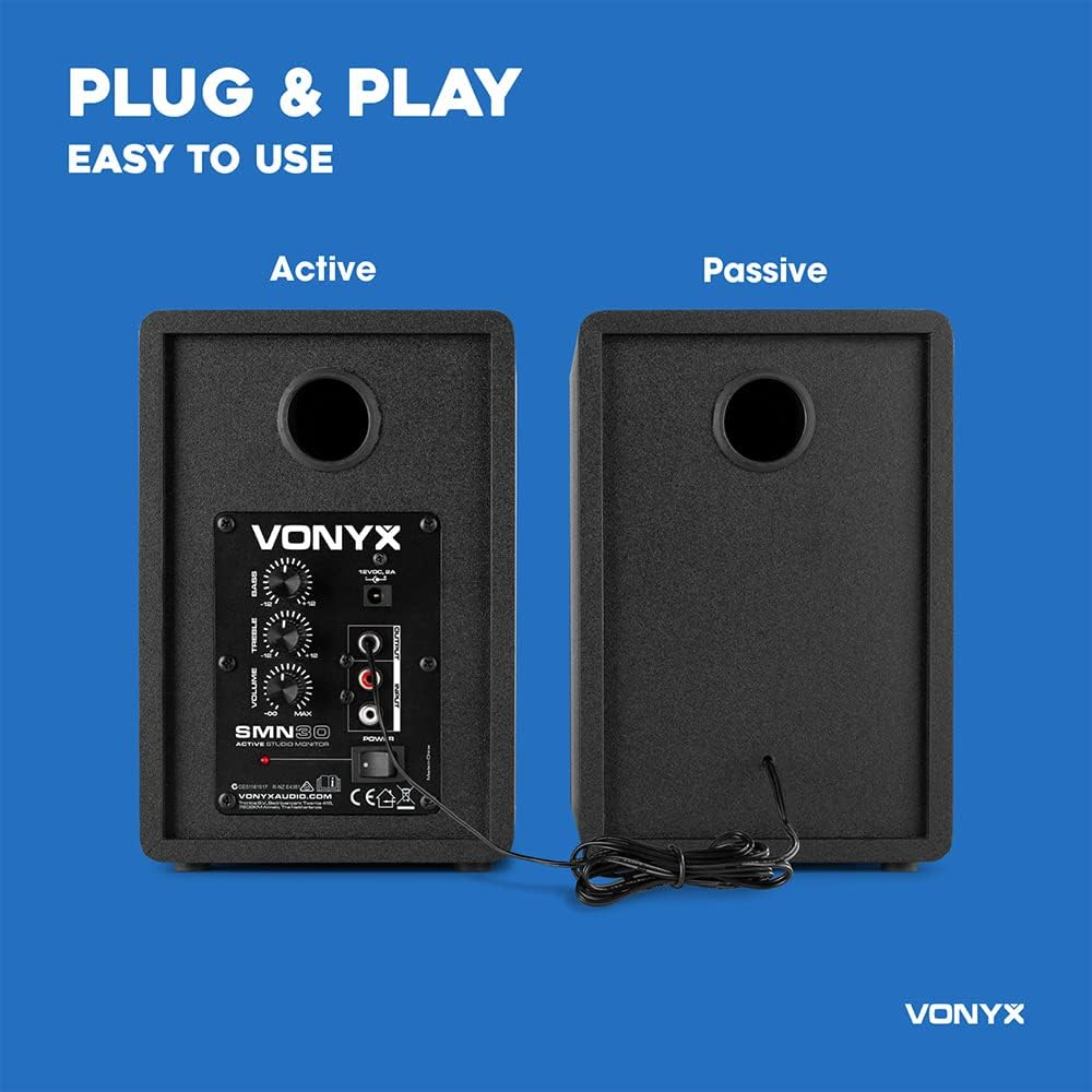 Studio Monitors 3 Inch High Def Speakers Professional Active Pair Vonyx SMN30B