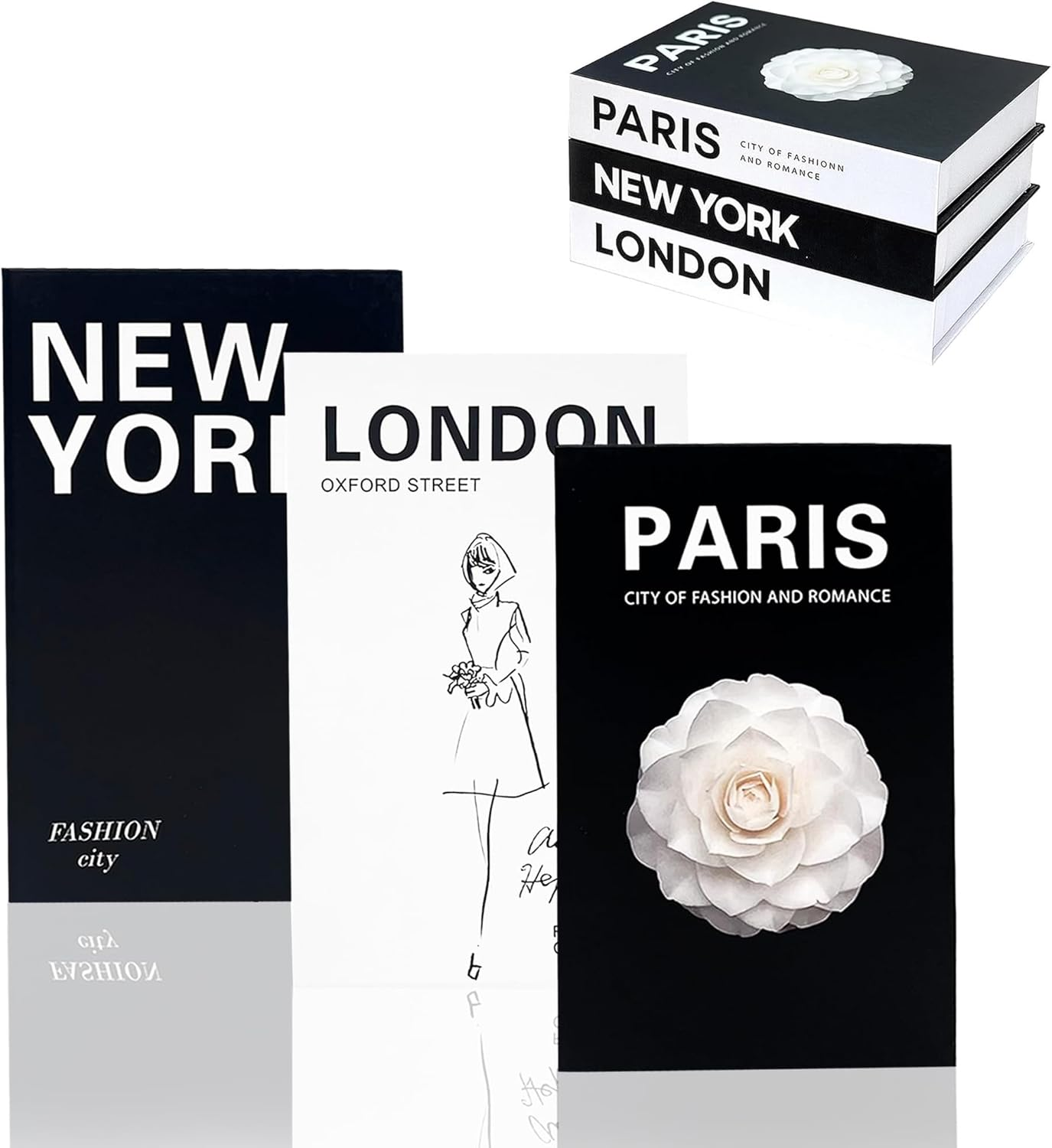 UPAUS Decorative Books for Home D&eacute;cor, Stylish Fake Books, Room Books Decor Aesthetic for Coffee Table Decor, Living Room, Table, Bookshelf Decor, Modern Hardcover Stacked Display Books (3 PCS) image number 3