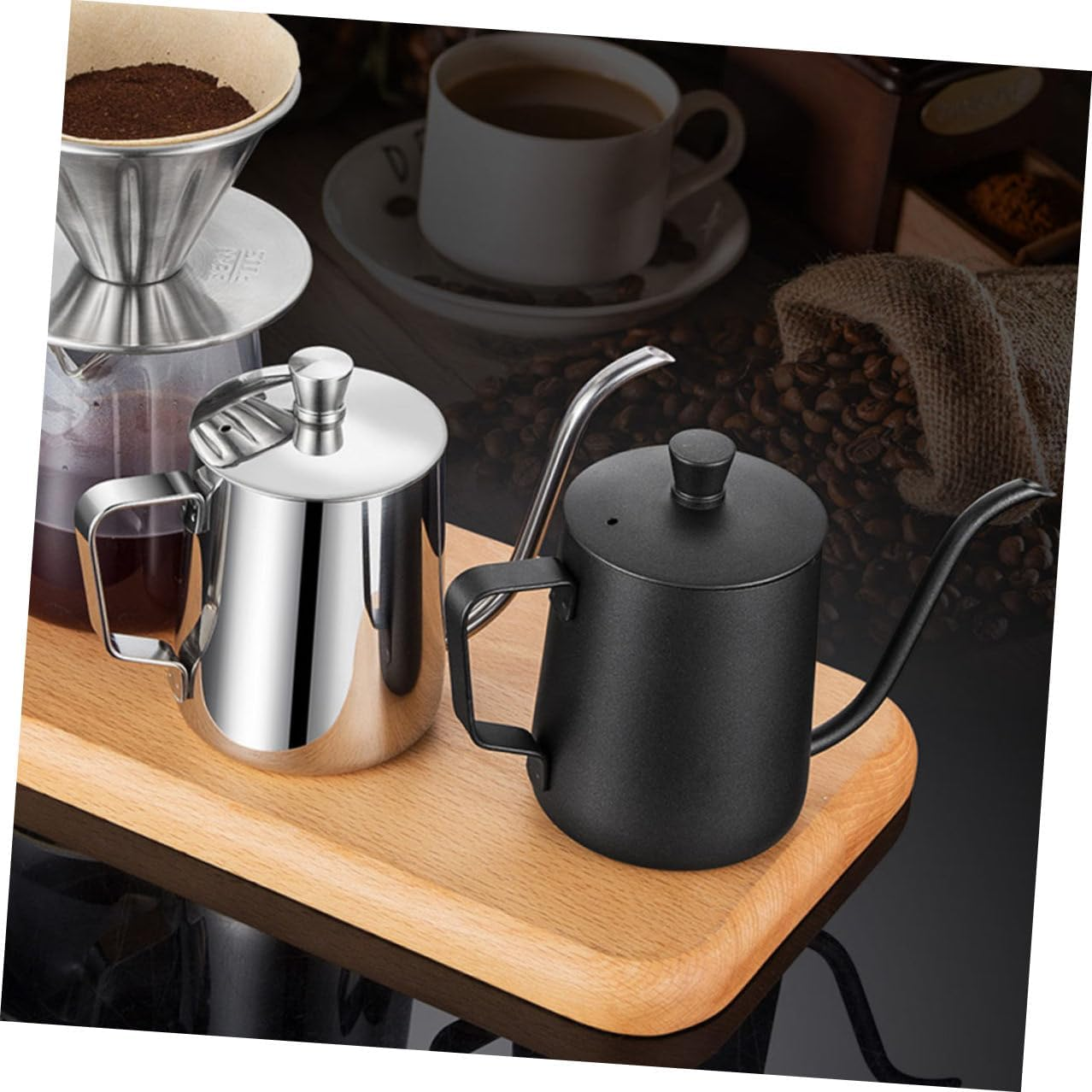 PERSELOSO Stainless Steel Coffee Pot with Lid Mini Water Kettle for Home Use High Temperature Resistant Easy to Clean and Store Suitable for Tea Coffee and Milk Brewing image number 6