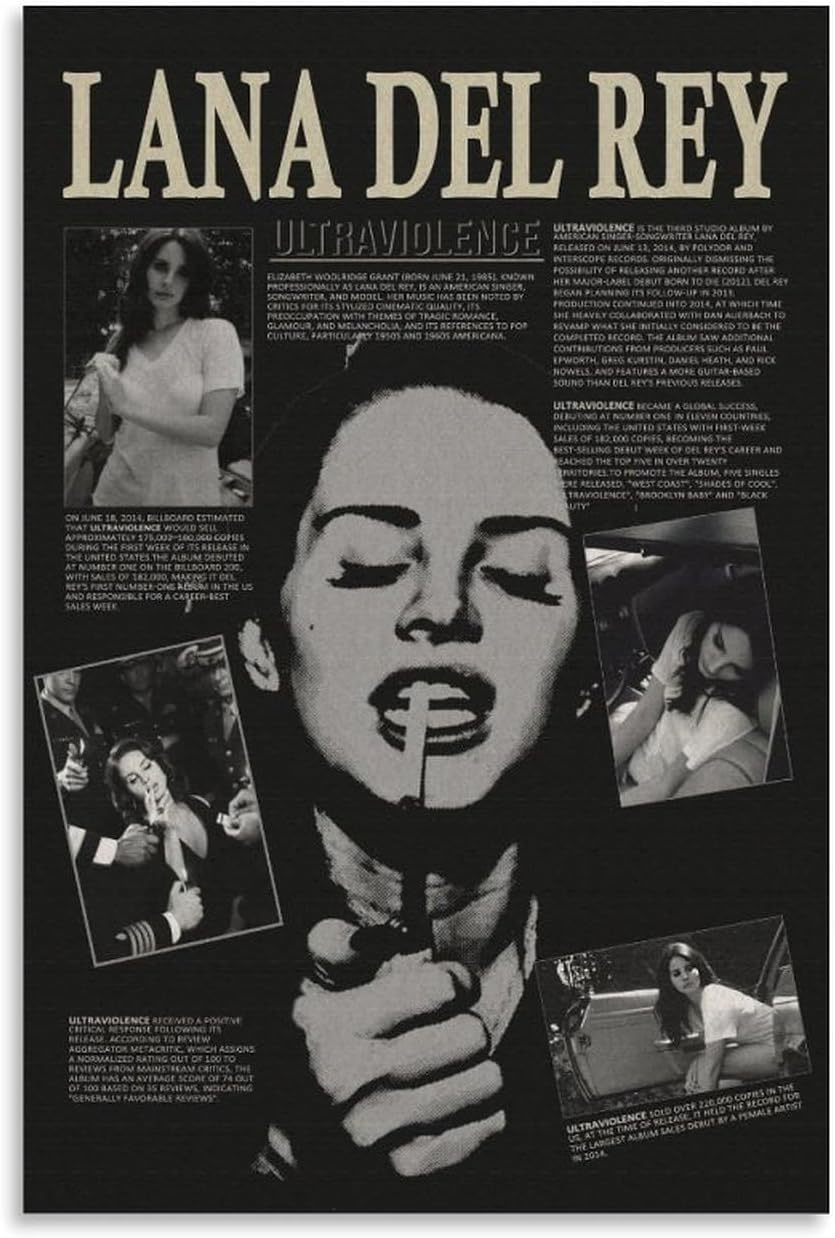 Lana Poster Del Rey Henry, Komm Schon Poster Canvas Painting Wall Art Picture Home Decor Print for Bedroom Living Room Dorm Study Bar Office 12X18Inch(30X45Cm)