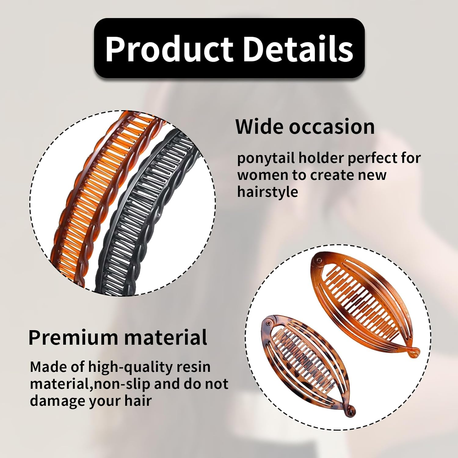 Pack of 4 Banana Clip Thick Hair, Banana Clip Hair, Banana Hair Clip for Long image number 5