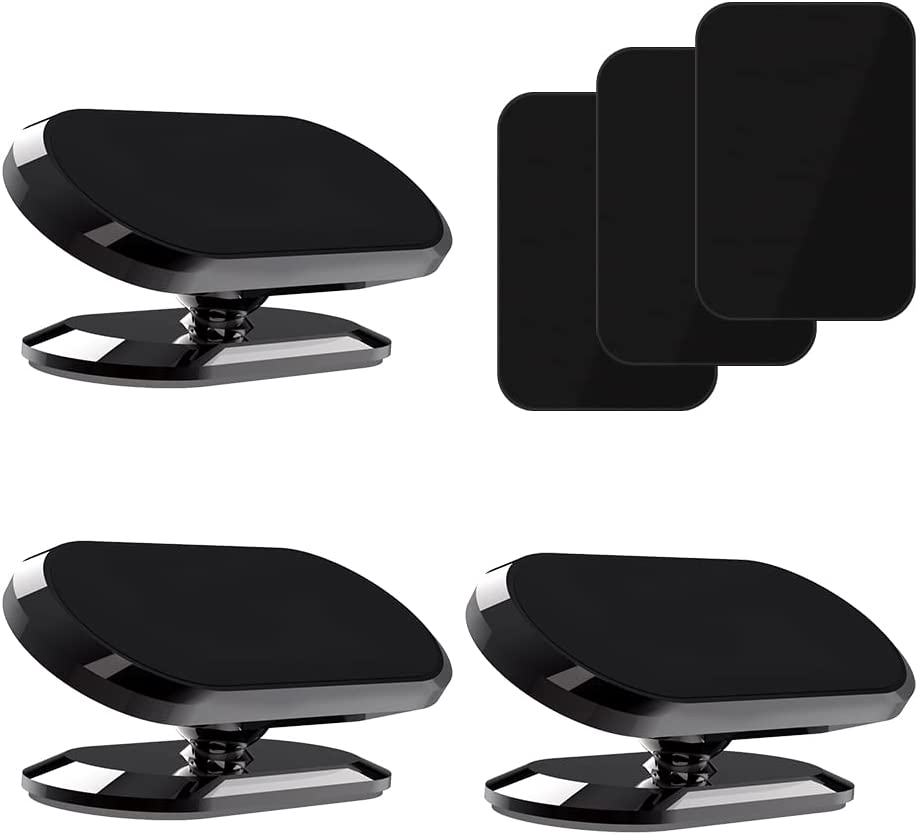 [3-Pack] Magnetic Phone Holder for Car, TIQUS [2022 Upgraded 8X Magnets] Dashboard Phone Holder with 40 * 58 Square Metal Plates, Extreme Magnetism Adjustable Phone Mount for Iphone Galaxy Etc Black image number 5