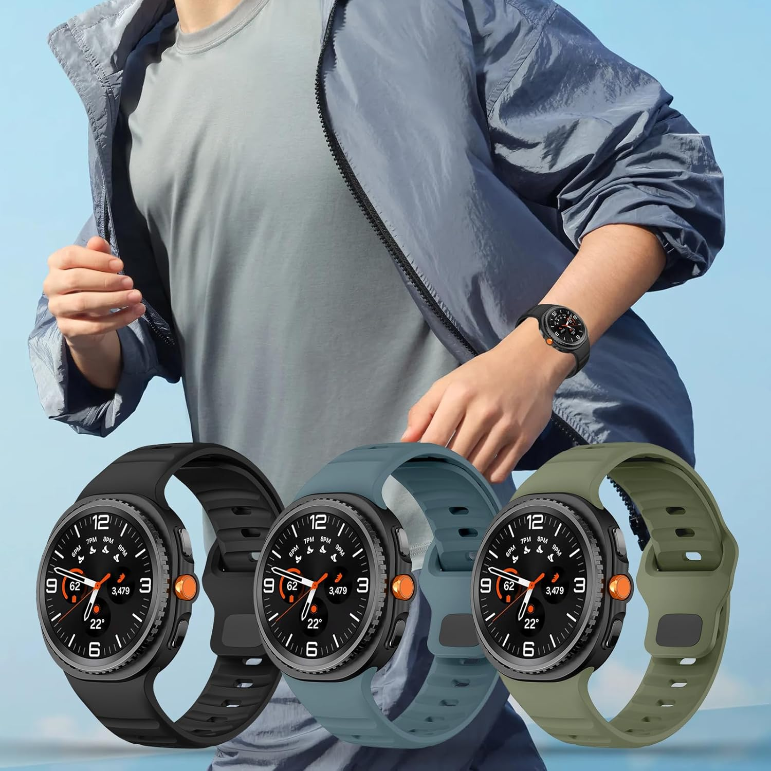 XMUXI Compatible with Samsung Galaxy Watch 8 Strap 44Mm 40Mm, Silicone Sport Breathable Bands for Galaxy Watch 8 Classic Straps 46Mm (No Watch) image number 4